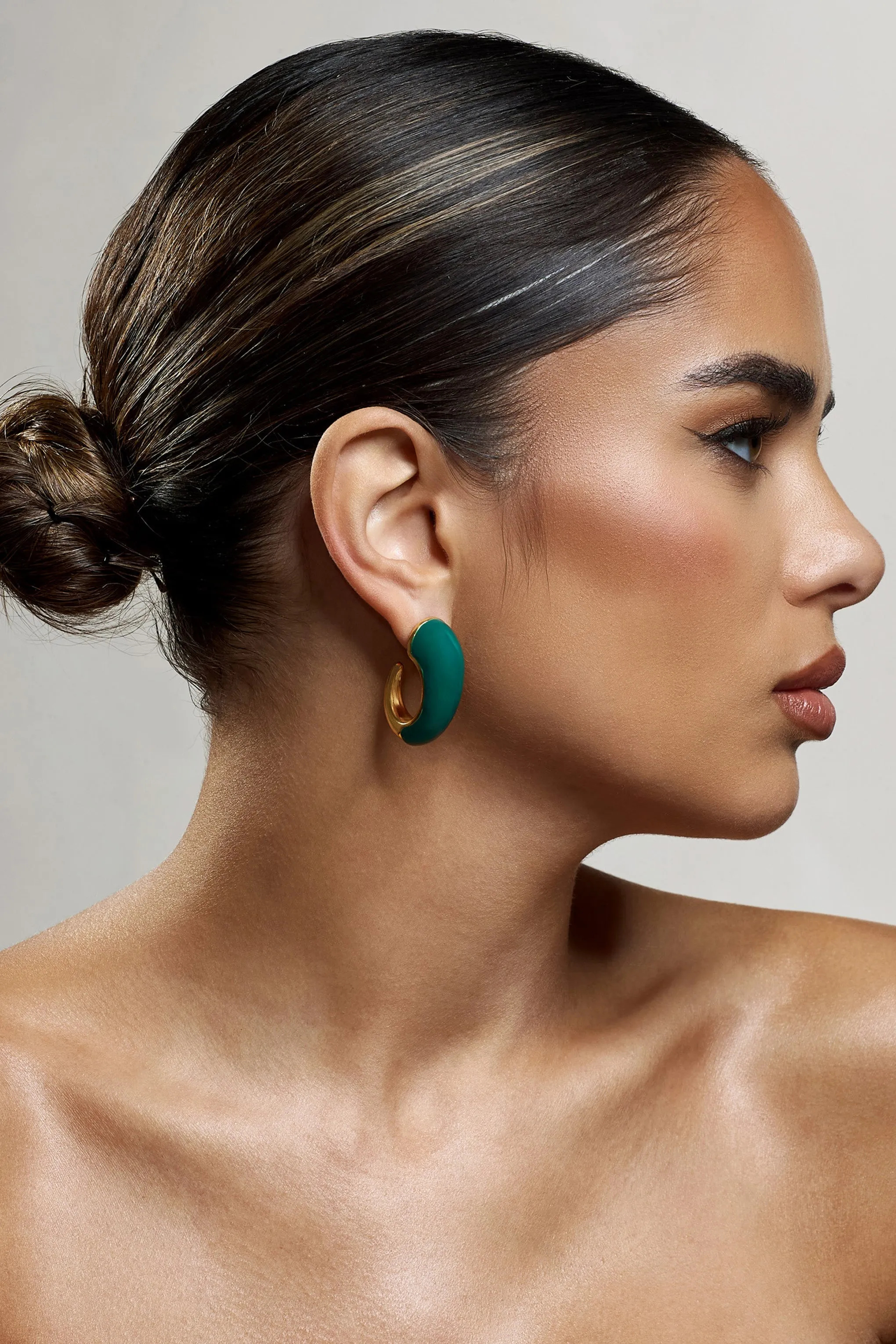 Lavern | Green Chunky Hoop Earrings sold by Club L London