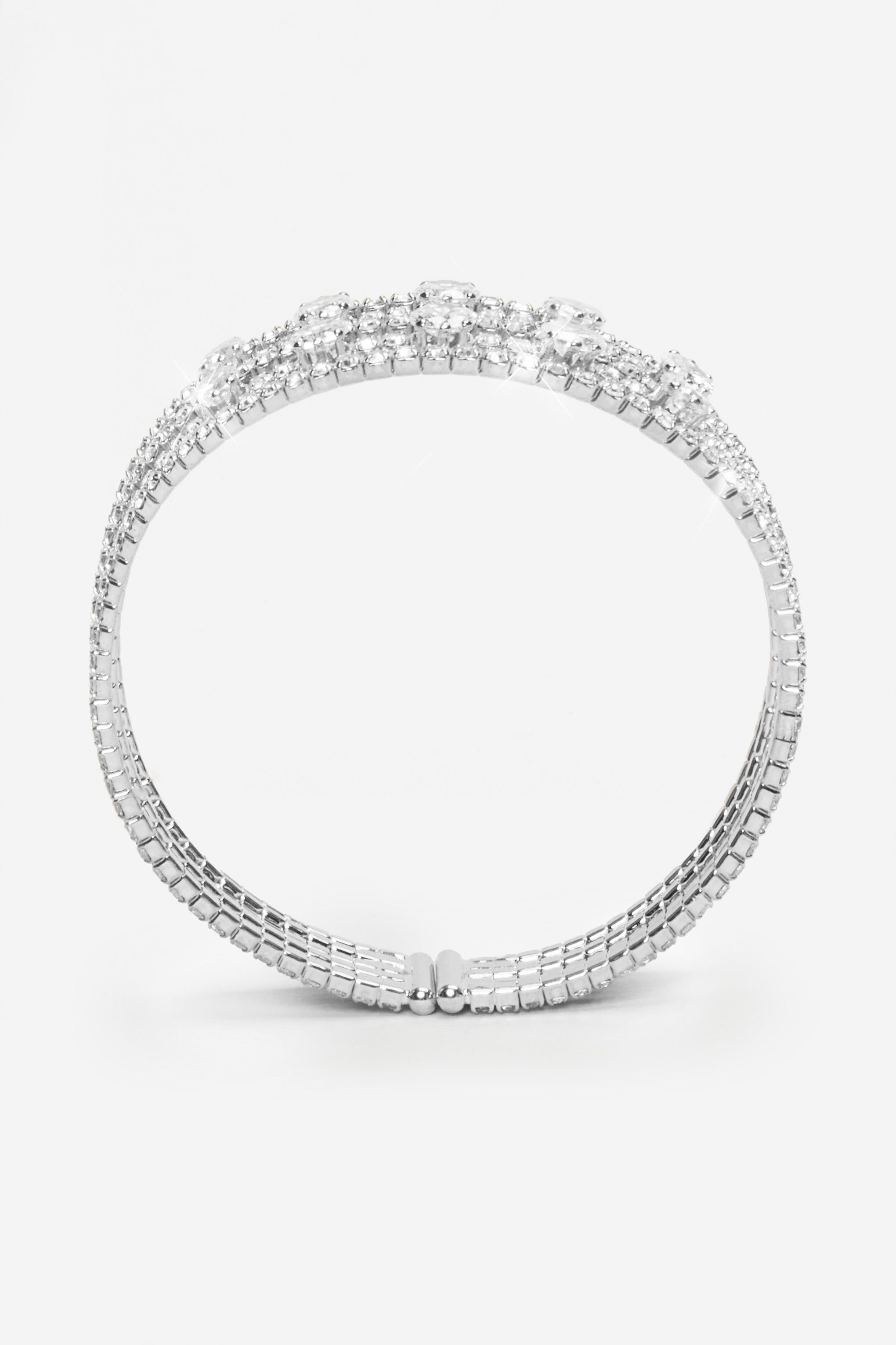 Lucille | Silver Diamante Cuff Bangle sold by Club L London product image thumbnail 3