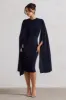 Marysol | Navy Asymmetric Cape Midi Dress sold by Club L London