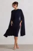 Marysol | Navy Asymmetric Cape Midi Dress sold by Club L London