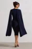 Marysol | Navy Asymmetric Cape Midi Dress sold by Club L London