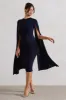 Marysol | Navy Asymmetric Cape Midi Dress sold by Club L London