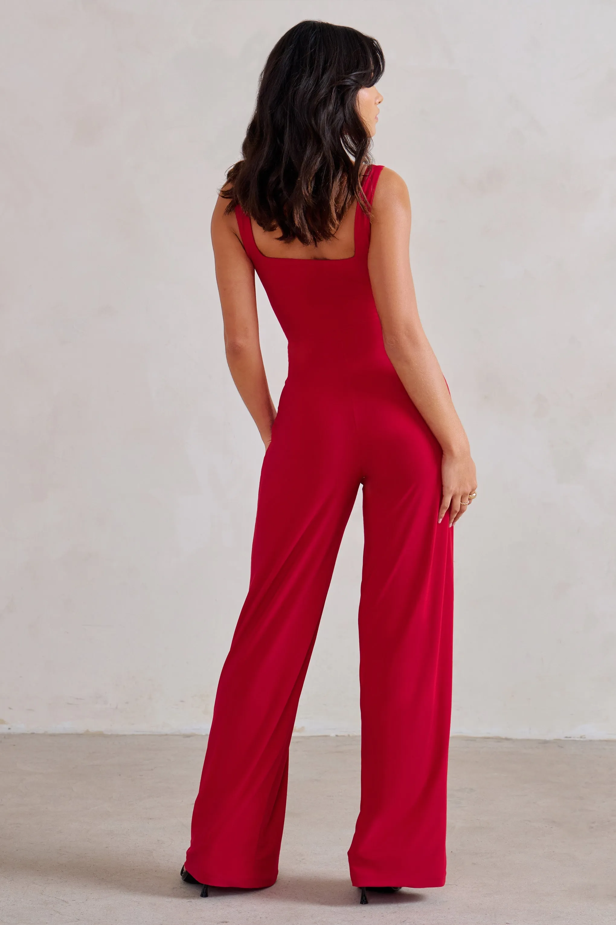 Toni | Red Square Neck Sleeveless Jumpsuit sold by Club L London product image thumbnail 2
