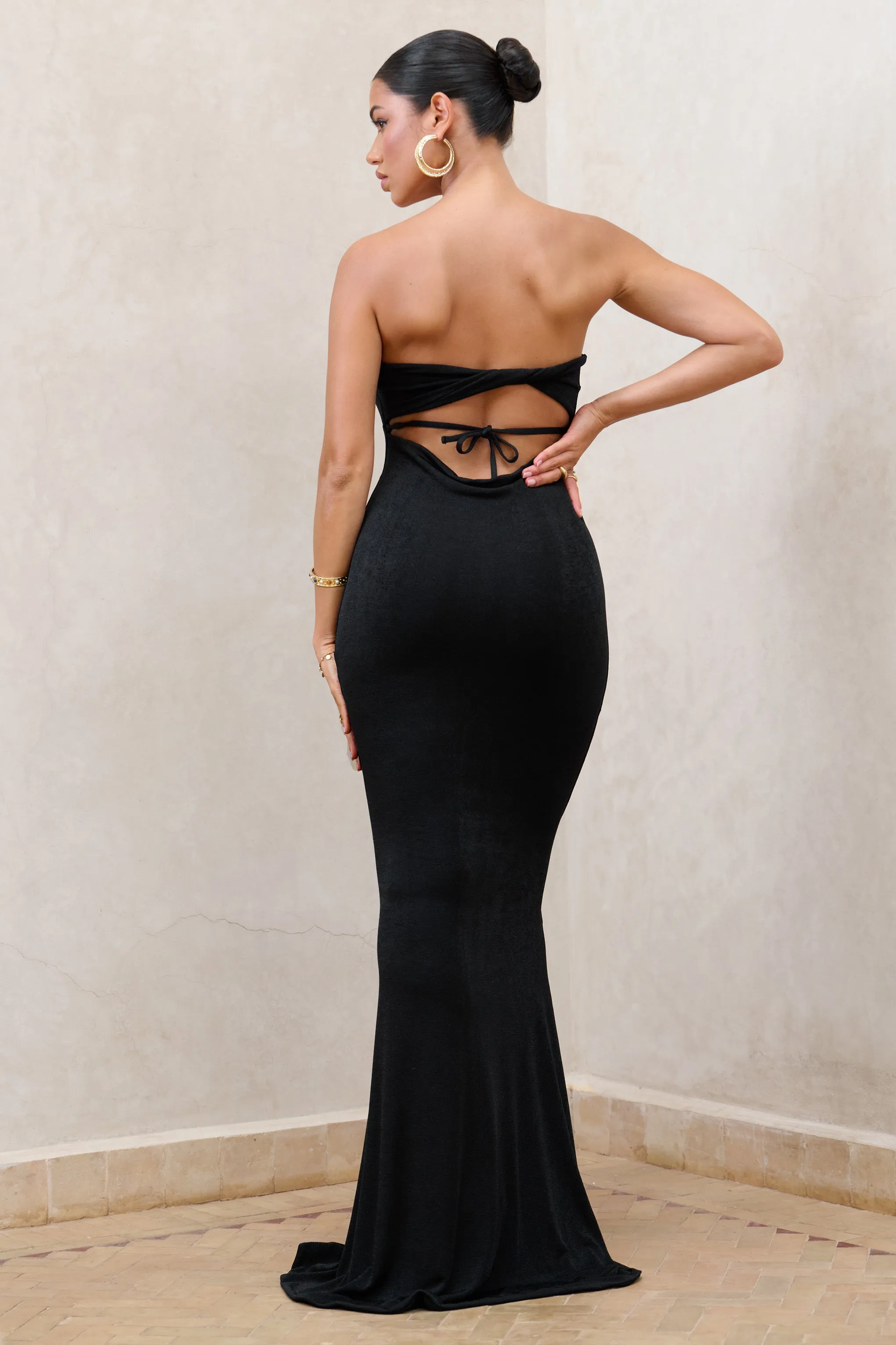 Wild Fantasy | Black Bandeau Sweetheart Maxi Dress sold by Club L London product image thumbnail 2