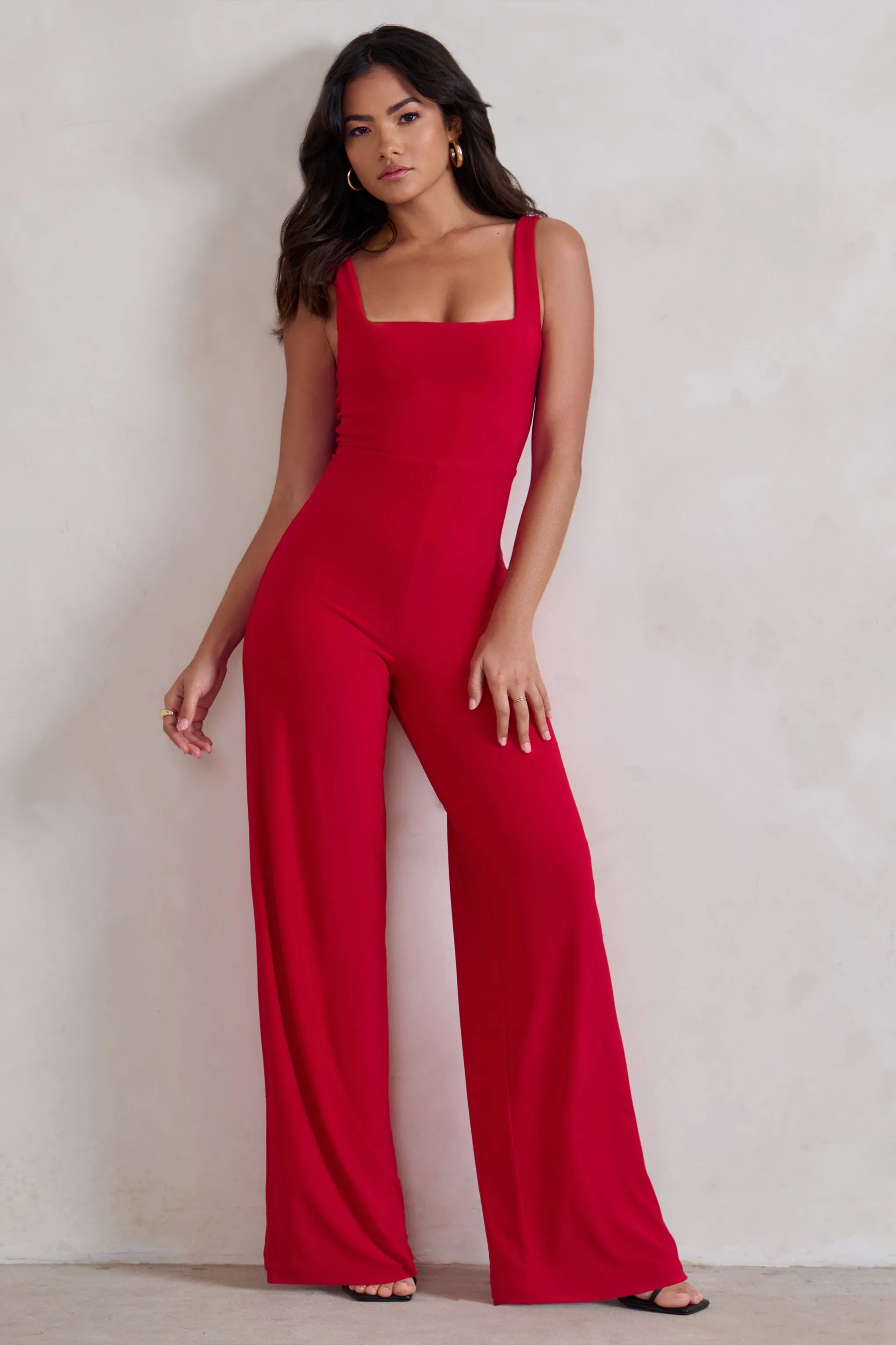 Toni | Red Square Neck Sleeveless Jumpsuit sold by Club L London product image thumbnail 5