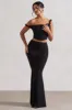 Neve | Black Gathered Maxi Skirt sold by Club L London