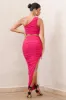 Moon Star | Hot Pink Side Split Ruched Maxi Skirt sold by Club L London