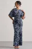 Elidy | Animal Print Ruched Flutter-Sleeve Cut-Out Maxi Dress sold by Club L London