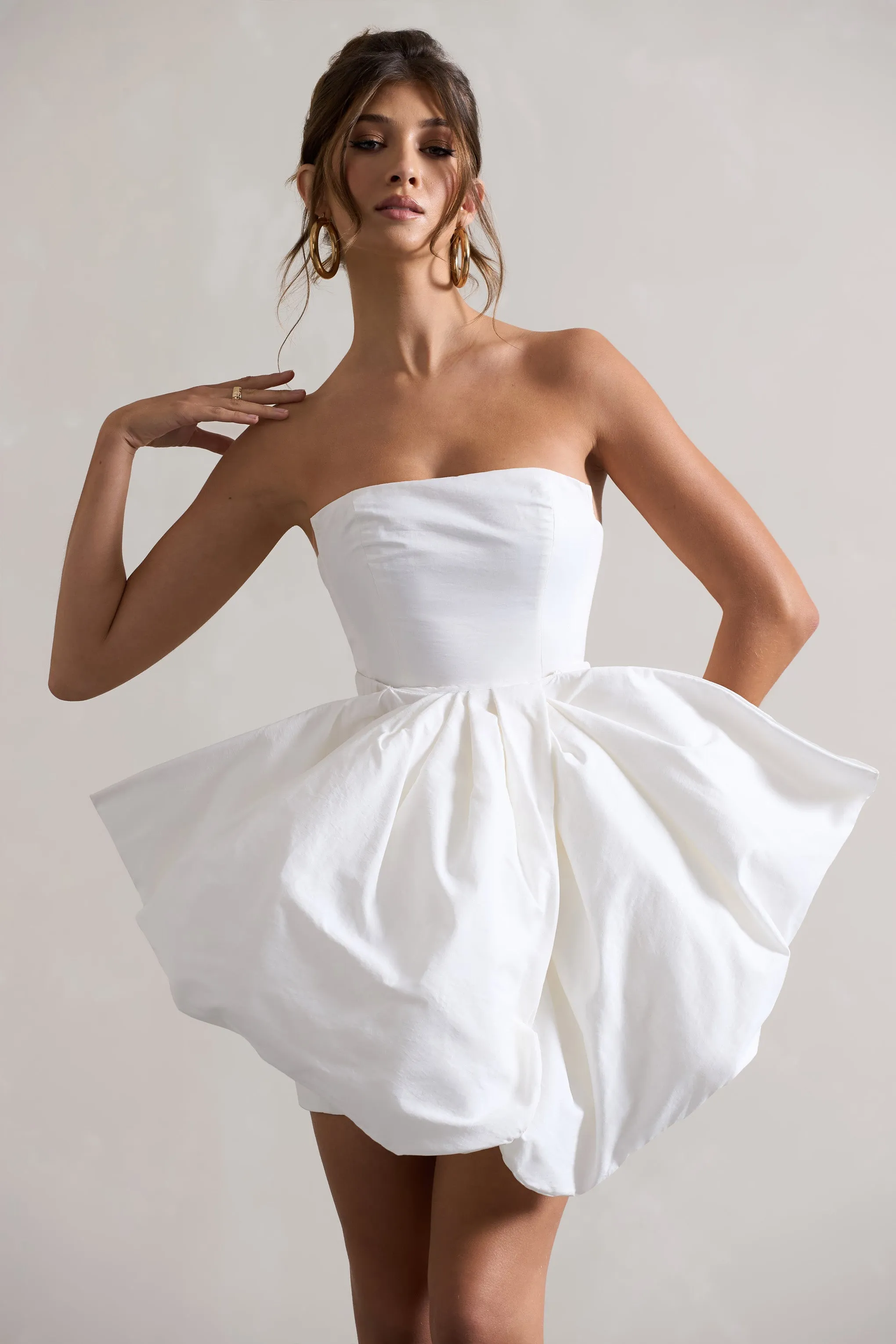 Bladen | Cream Bandeau Mini Dress With Detachable Bow Skirt sold by Club L London product image thumbnail 3