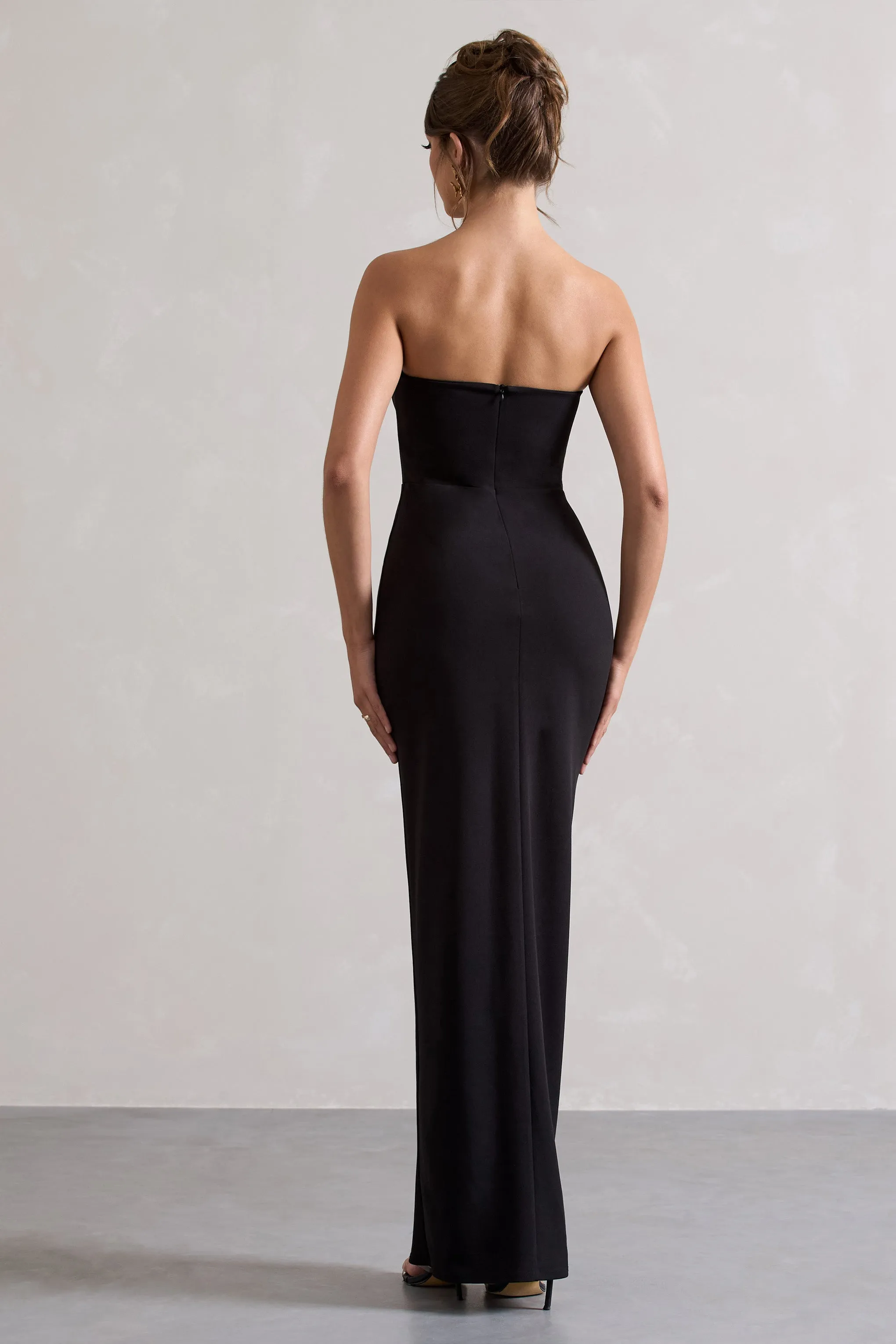 Cailin | Black Strapless Split Maxi Dress sold by Club L London product image thumbnail 2