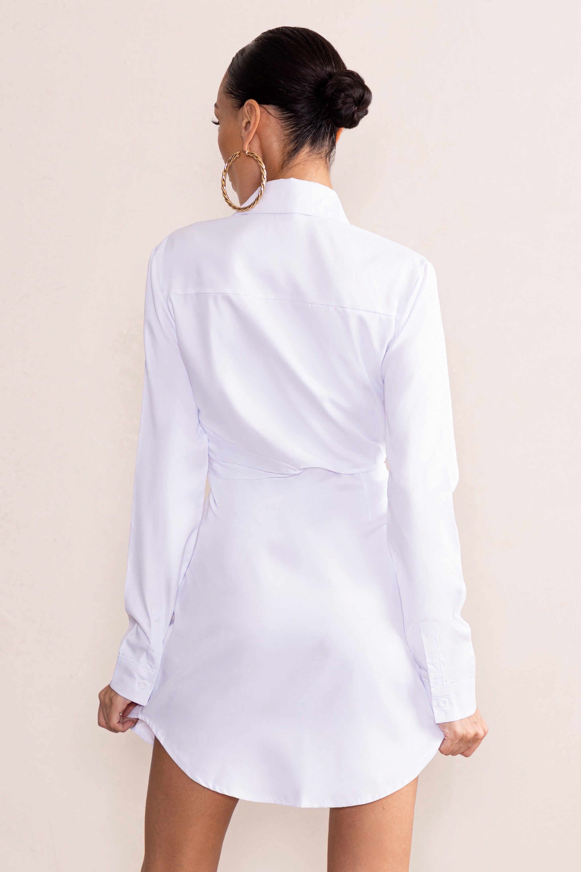 Lucky Star | White Cut Out Wrap Front Shirt Mini Dress sold by Club L London product image thumbnail 2