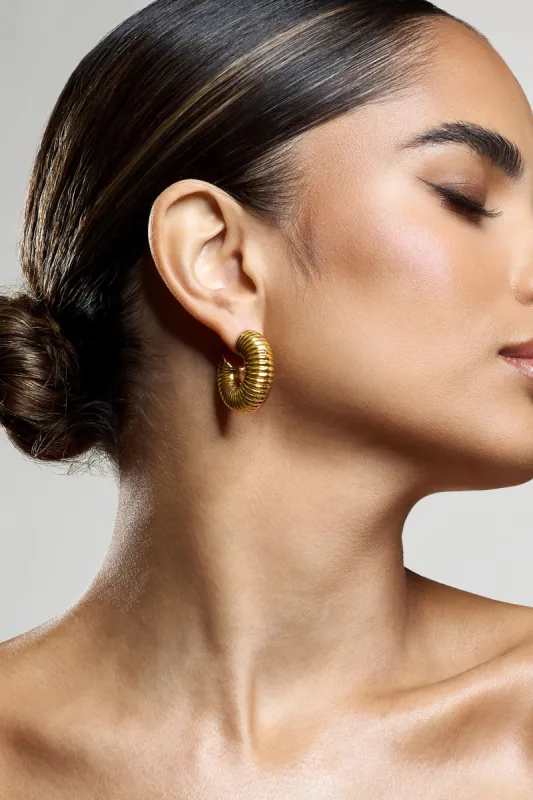 Blaine | Gold Chunky Hoop Earrings made by Club L London