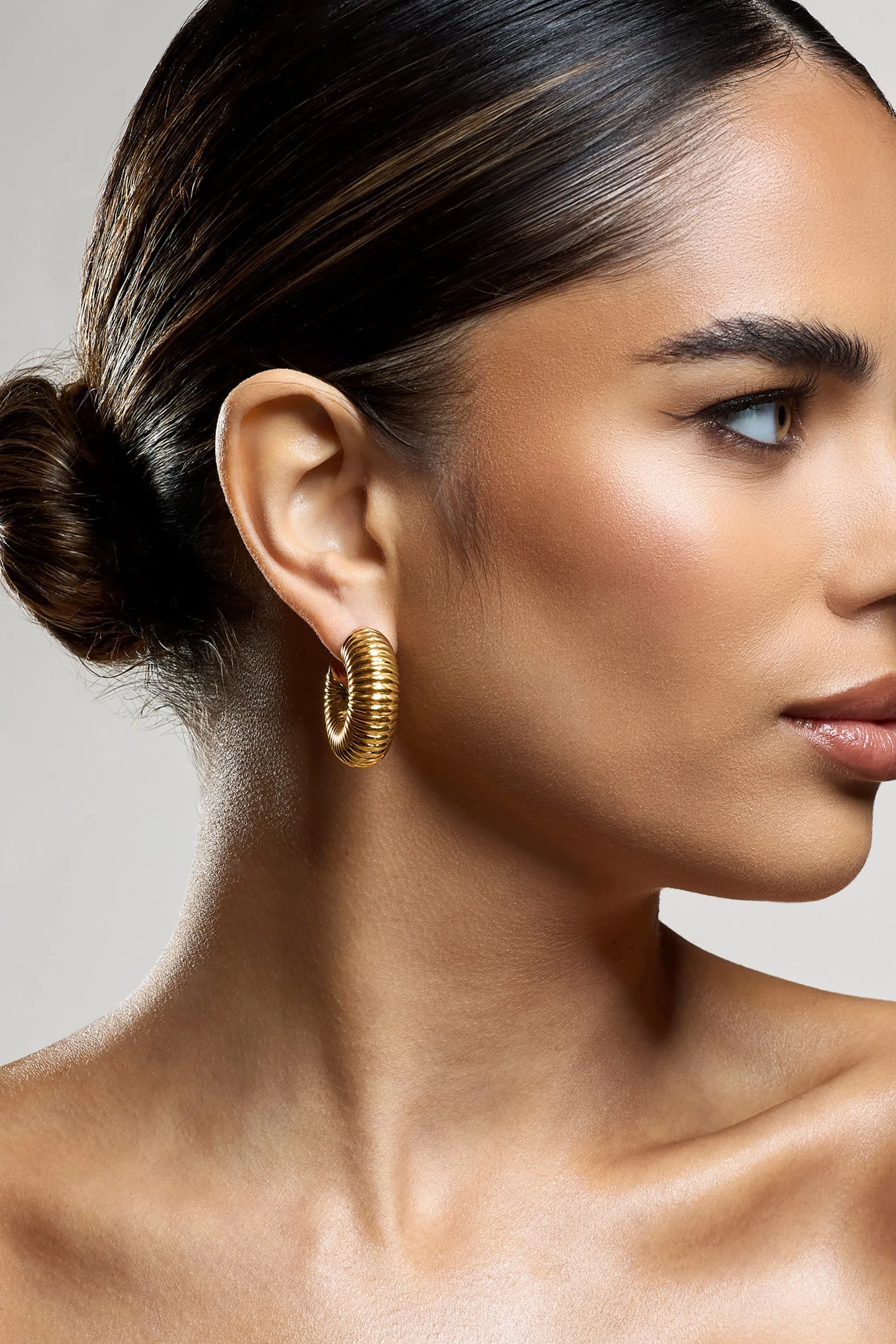 Blaine | Gold Chunky Hoop Earrings sold by Club L London product image thumbnail 2