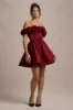 Poppy Dream | Berry Satin Floral Skater Mini Dress sold by Club L London
