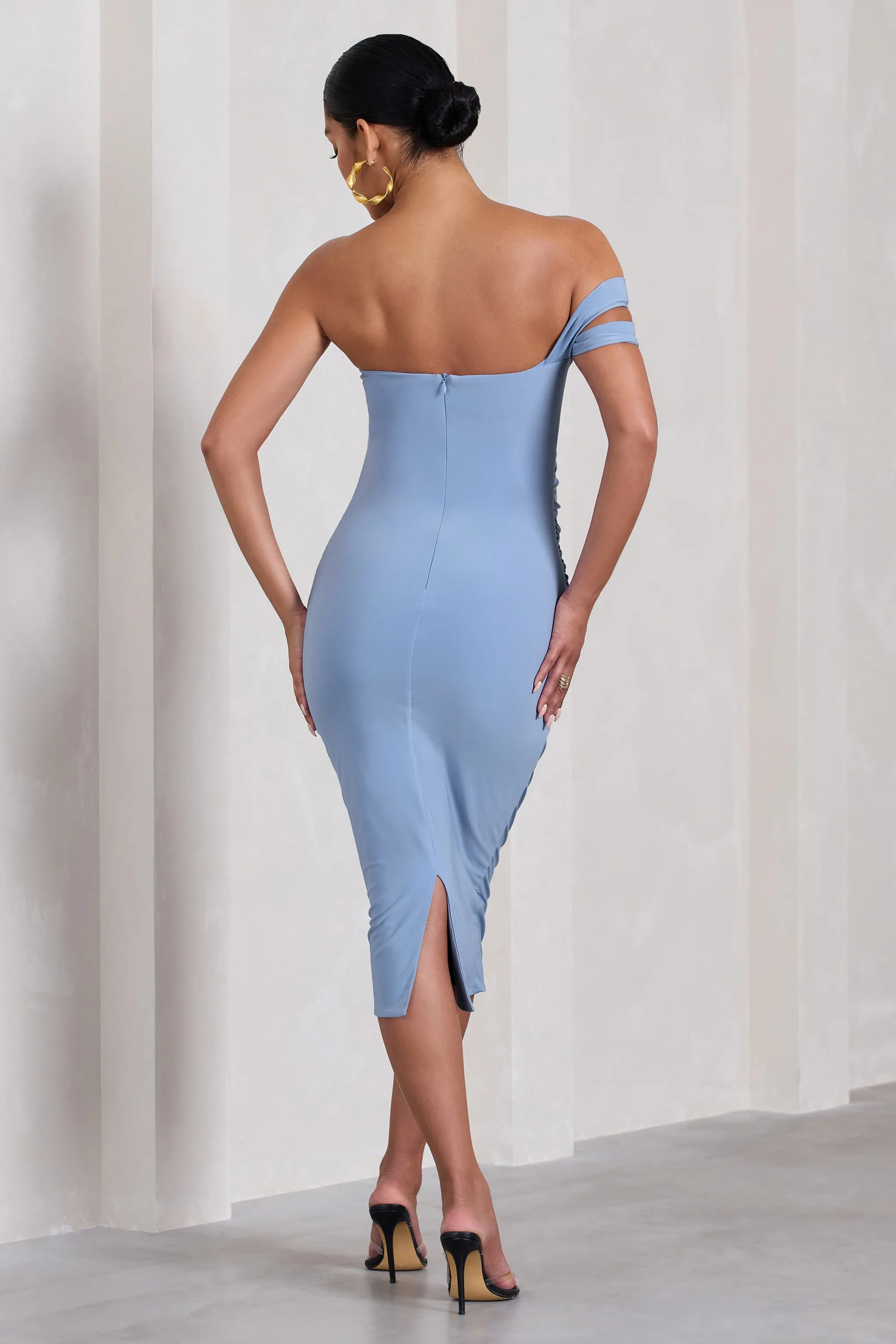 Eviana | Powder Blue Bodycon Sleeveless Twist Maternity Midi Dress sold by Club L London product image thumbnail 2