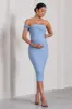 Eviana | Powder Blue Bodycon Sleeveless Twist Maternity Midi Dress sold by Club L London