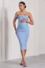 Eviana | Powder Blue Bodycon Sleeveless Twist Maternity Midi Dress sold by Club L London