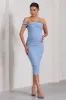Eviana | Powder Blue Bodycon Sleeveless Twist Maternity Midi Dress sold by Club L London