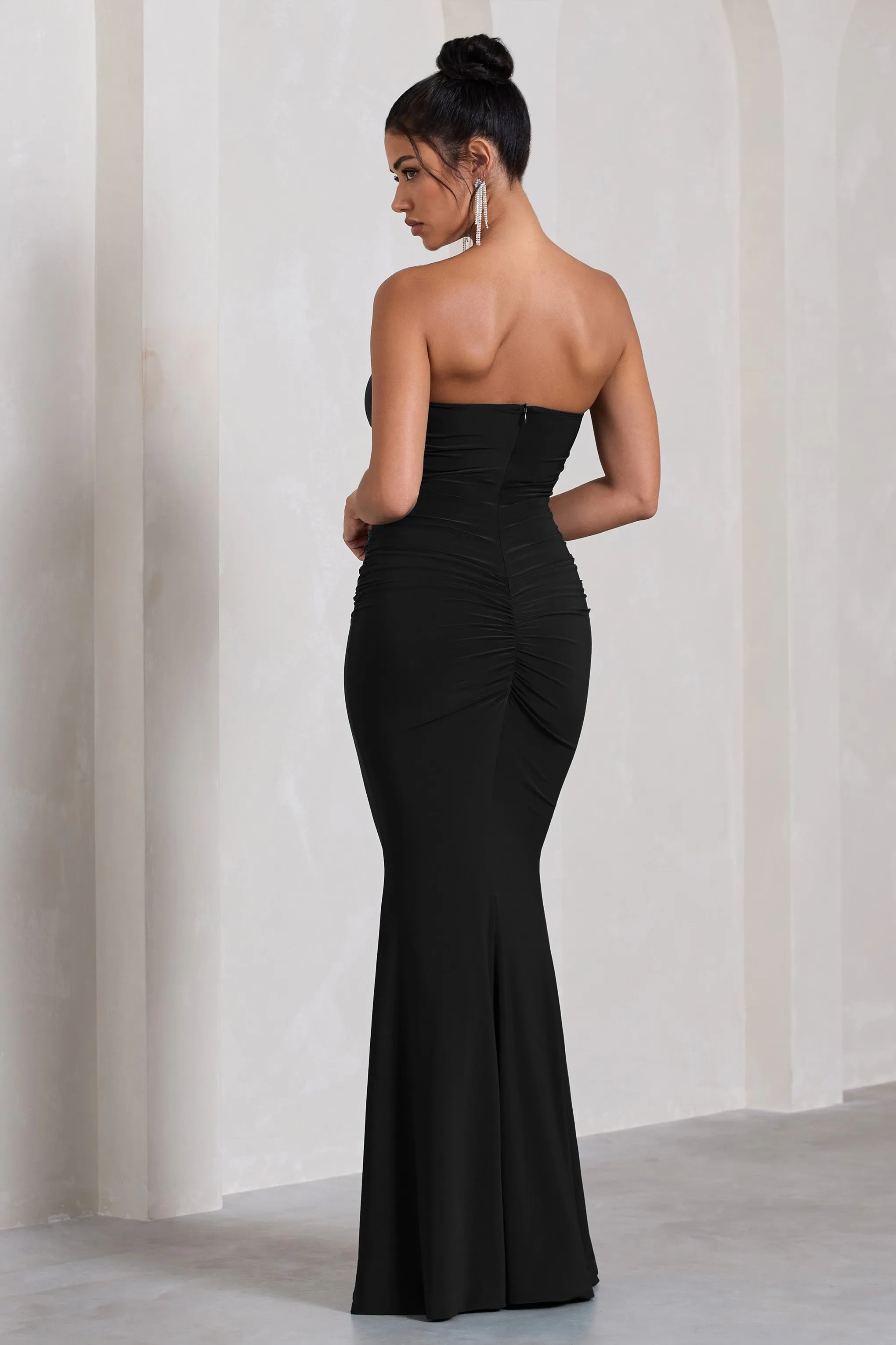 Wren | Black Ruched Bandeau Maxi Dress sold by Club L London product image thumbnail 2