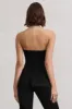 Elliana | Black Strapless Button Front Tailored Top sold by Club L London
