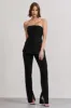 Elliana | Black Strapless Button Front Tailored Top sold by Club L London
