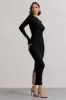 Wonder | Black Bodycon Long-Sleeve Maxi Dress sold by Club L London