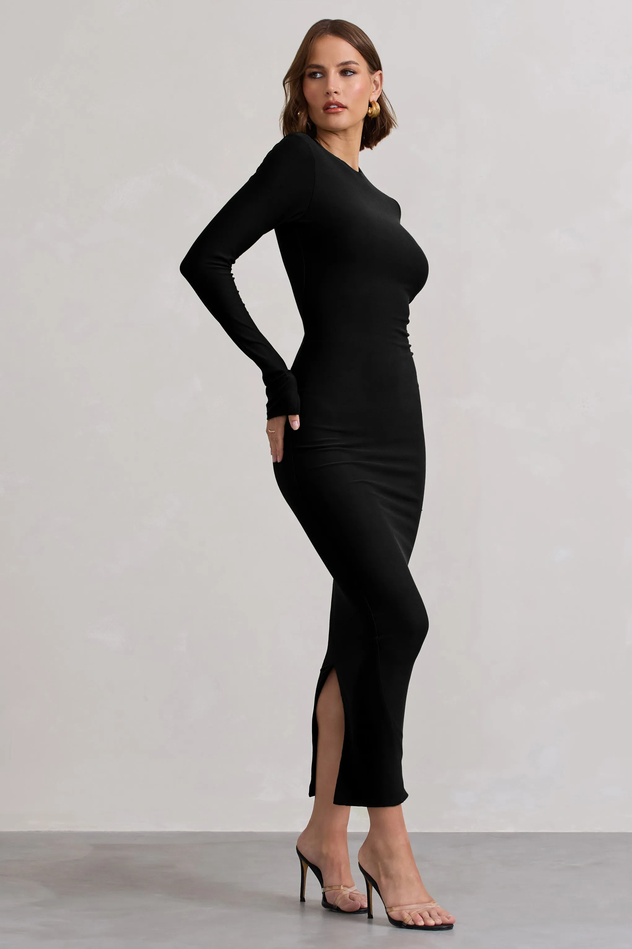 Wonder | Black Bodycon Long-Sleeve Maxi Dress sold by Club L London product image thumbnail 5