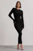 Wonder | Black Bodycon Long-Sleeve Maxi Dress sold by Club L London