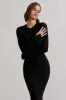 Wonder | Black Bodycon Long-Sleeve Maxi Dress sold by Club L London