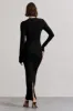 Wonder | Black Bodycon Long-Sleeve Maxi Dress sold by Club L London