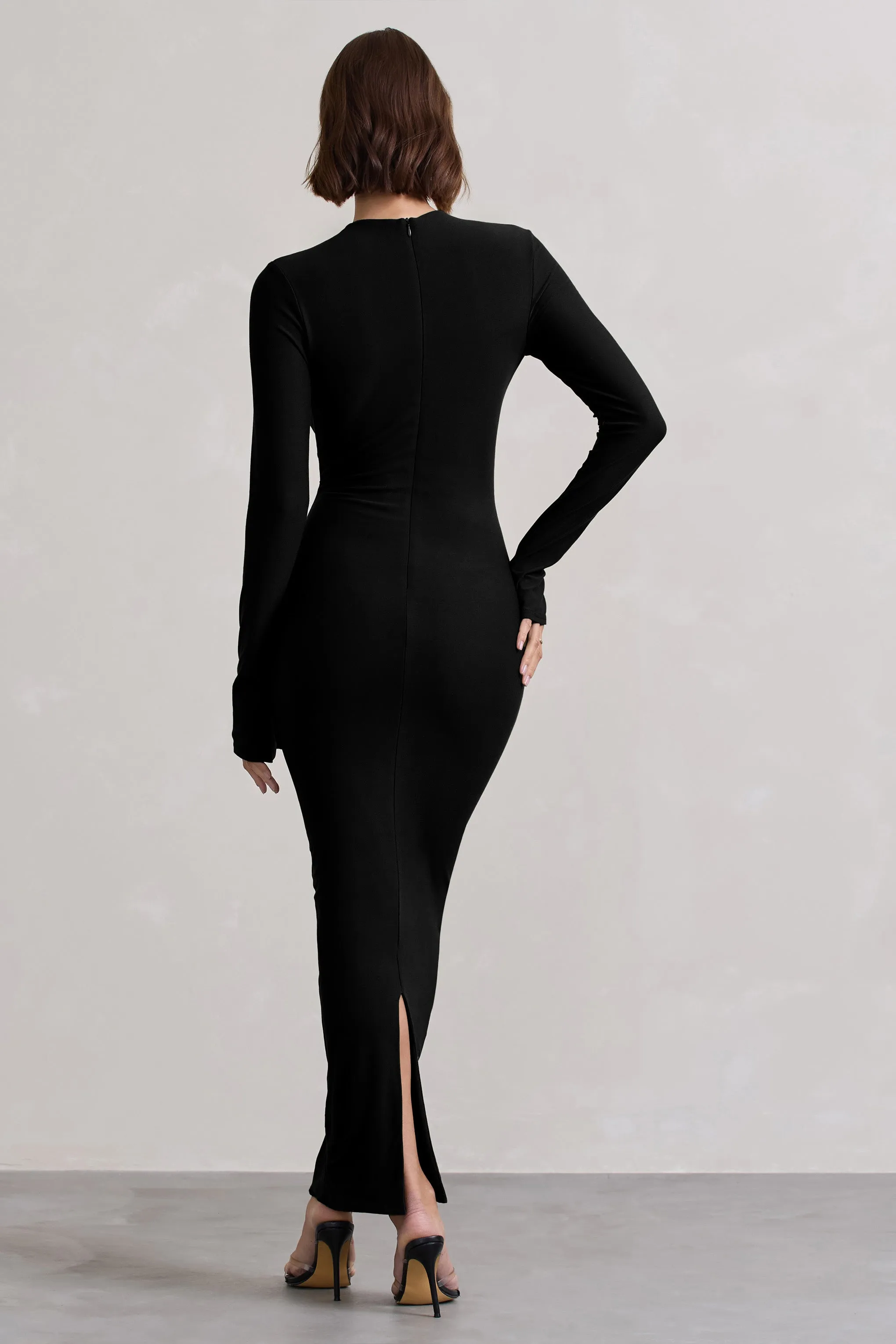 Wonder | Black Bodycon Long-Sleeve Maxi Dress sold by Club L London product image thumbnail 2