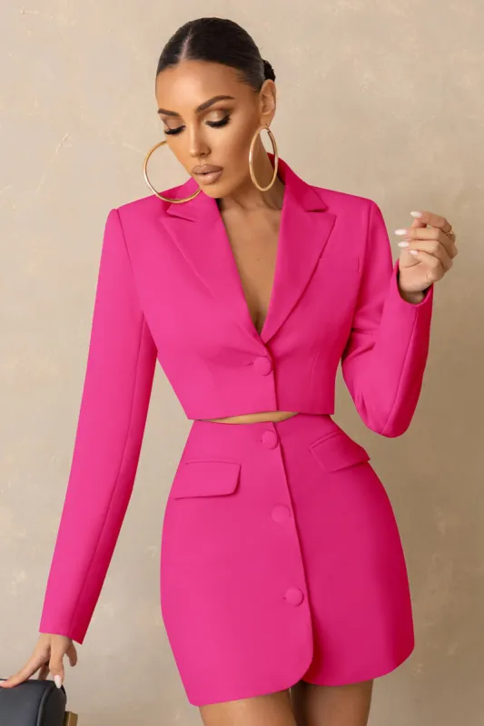 Investment | Hot Pink Crop Blazer sold by Club L London