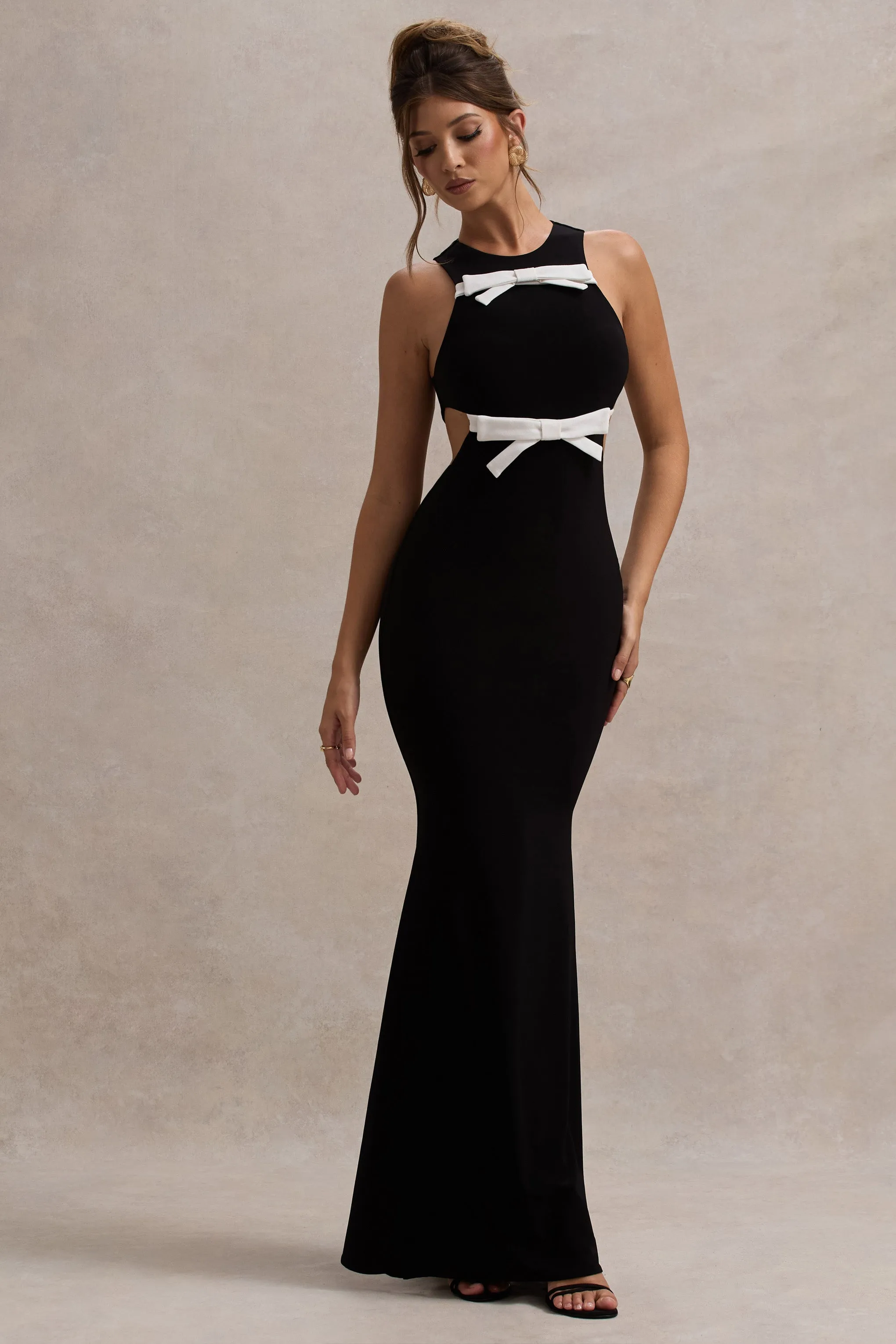 Aurelie | Black Cut-Out Maxi Dress With Bows sold by Club L London product image thumbnail 5