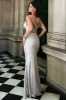 Galaxy Shimmer | Gold Bias Cut Cowl Front Maxi Dress sold by Club L London