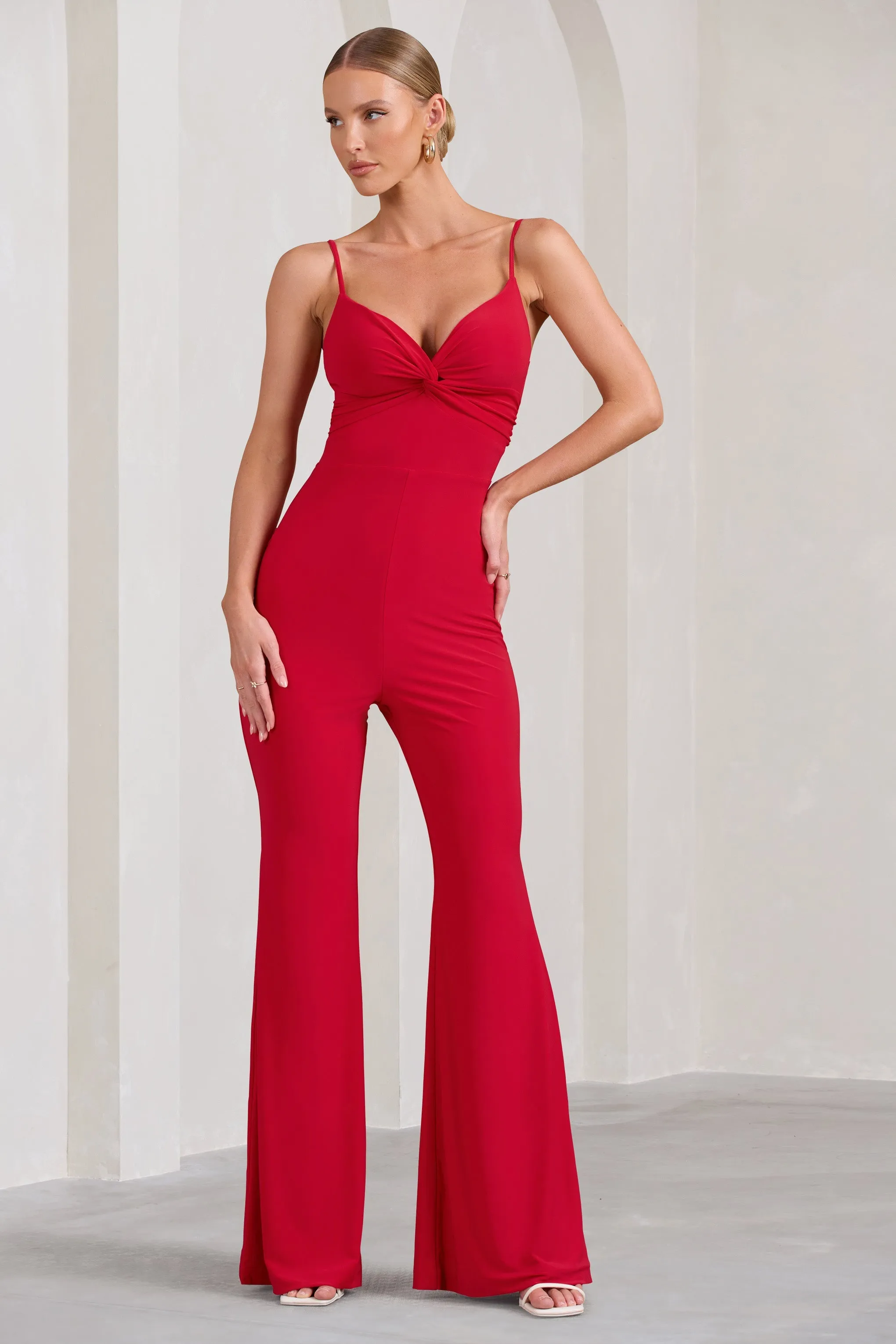 Aspiration | Red Knot Detail Ruched Jumpsuit sold by Club L London product image thumbnail 5