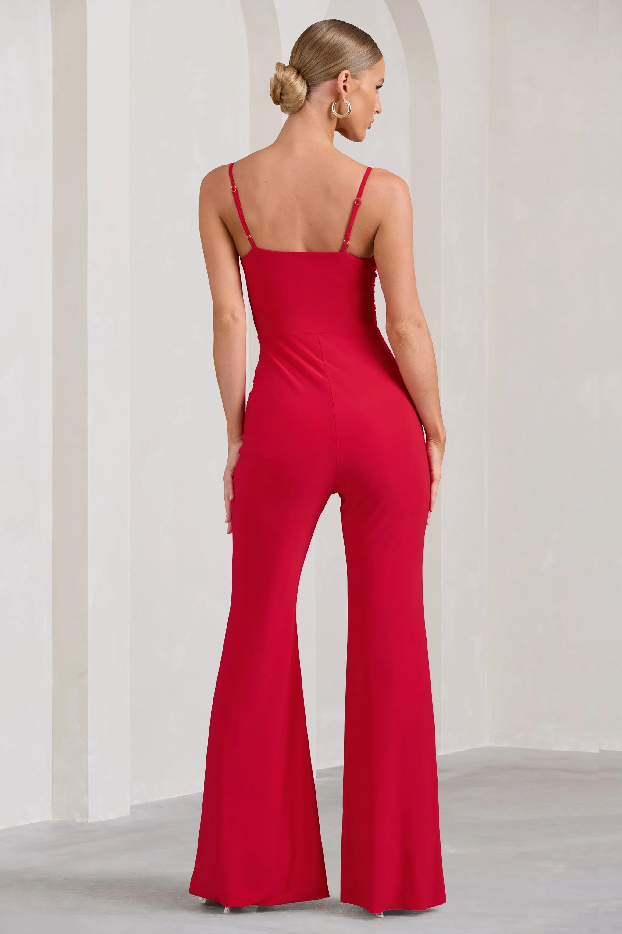 Aspiration | Red Knot Detail Ruched Jumpsuit sold by Club L London product image thumbnail 2