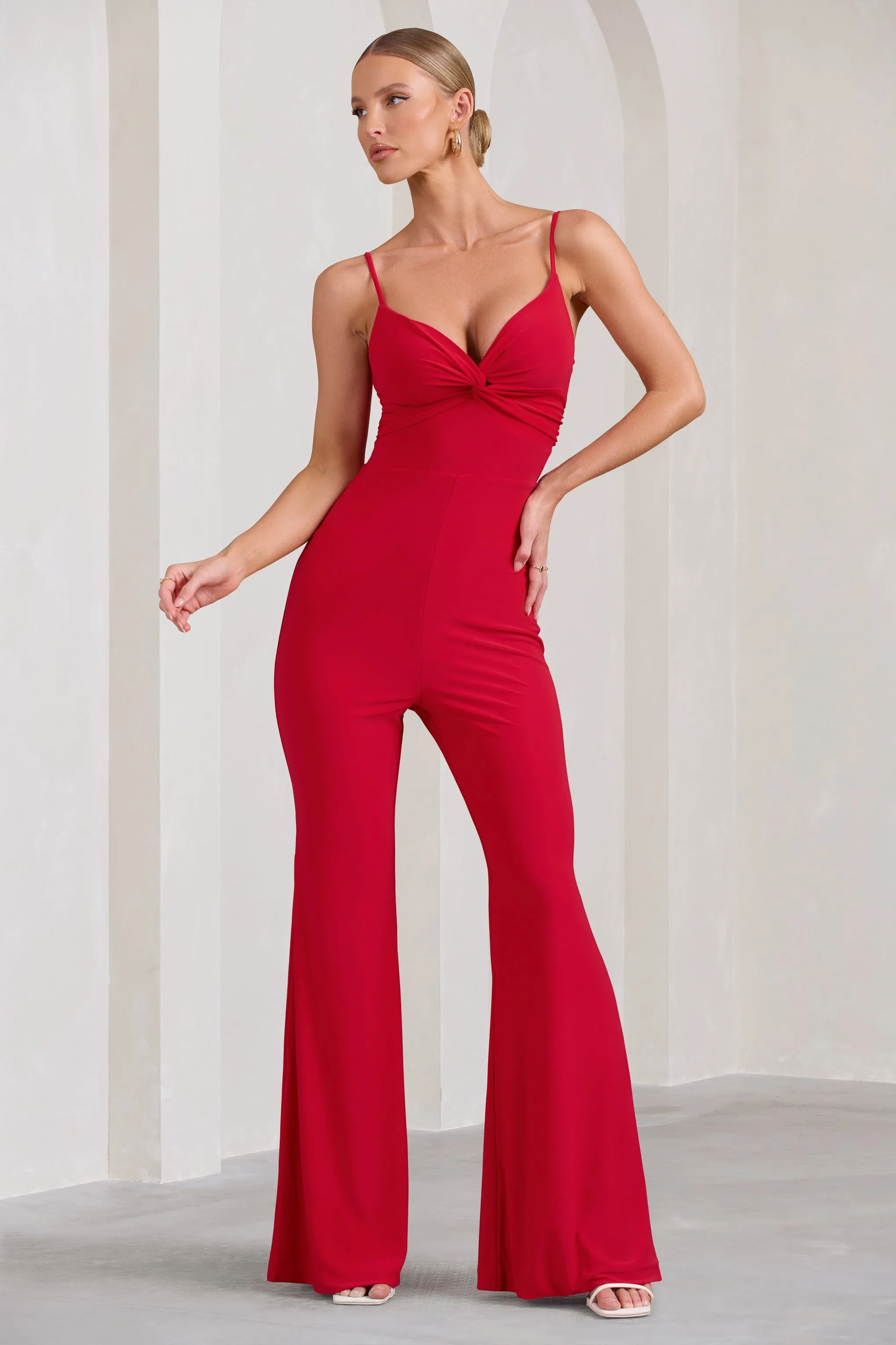 Aspiration | Red Knot Detail Ruched Jumpsuit sold by Club L London product image thumbnail 4