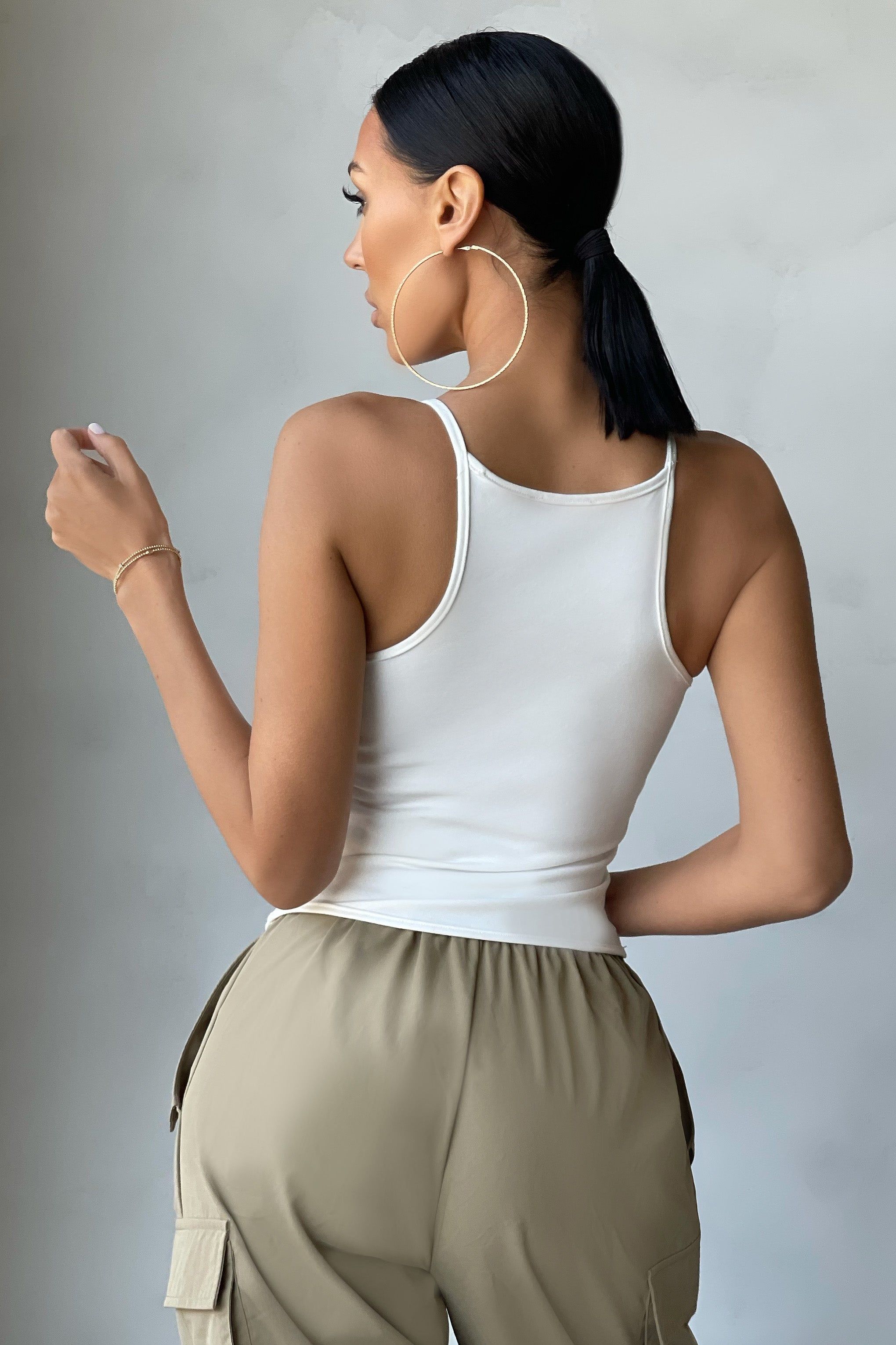 Ring It Up | Off White Racer Back Corset Detail Sleeveless Top sold by Club L London product image thumbnail 2