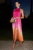 Arizona | Pink & Orange Ombre Fringe High-Neck Mini Dress sold by Club L London