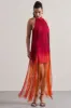Arizona | Pink & Orange Ombre Fringe High-Neck Mini Dress sold by Club L London