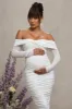 Neva | White Bardot Twist Maternity Midi Dress sold by Club L London