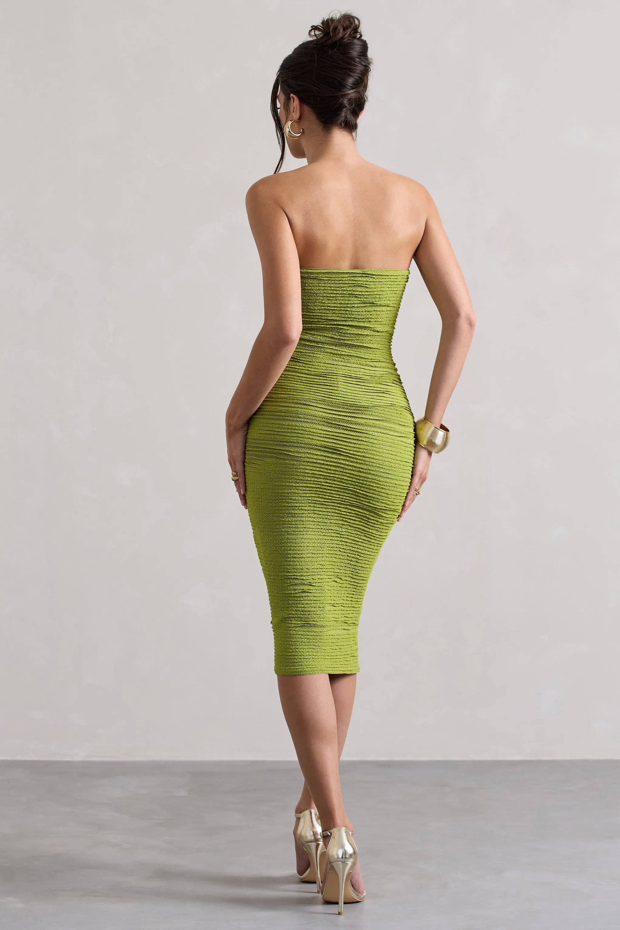 Palau | Olive Green Crochet Bandeau Midi Dress sold by Club L London product image thumbnail 2