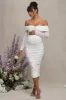 Neva | White Bardot Twist Maternity Midi Dress sold by Club L London