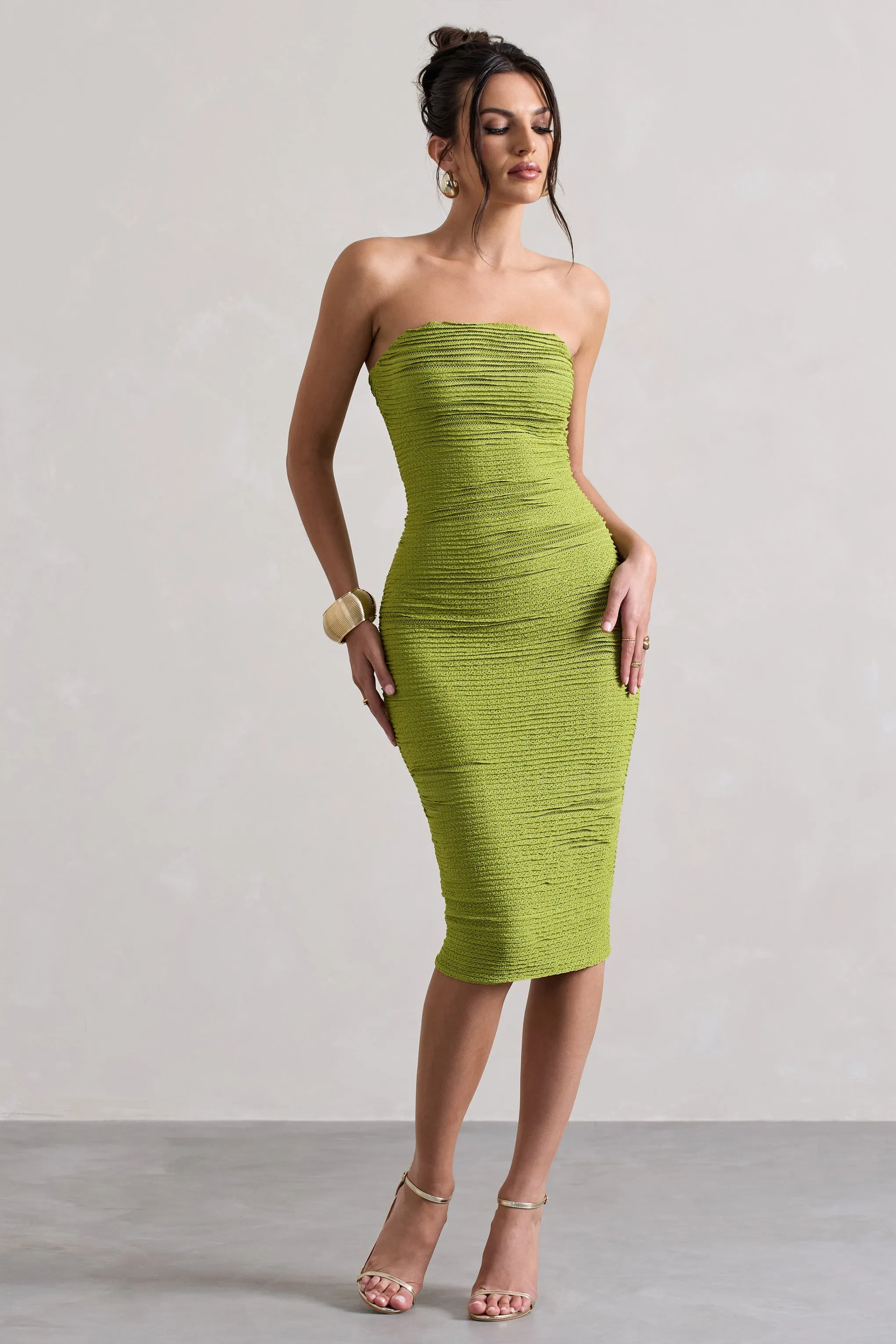 Palau | Olive Green Crochet Bandeau Midi Dress sold by Club L London product image thumbnail 5