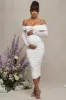 Neva | White Bardot Twist Maternity Midi Dress sold by Club L London