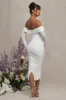 Neva | White Bardot Twist Maternity Midi Dress sold by Club L London