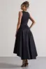 Amoret | Black Plunge-Neck Maxi Dress With Volume Hem sold by Club L London