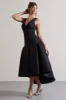 Amoret | Black Plunge-Neck Maxi Dress With Volume Hem sold by Club L London
