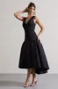 Amoret | Black Plunge-Neck Maxi Dress With Volume Hem sold by Club L London