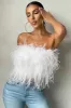 Dream Daze | White Feather Bandeau Crop Top sold by Club L London
